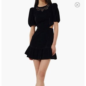 Ilvana Embroidered Cutout Velvet Minidress
